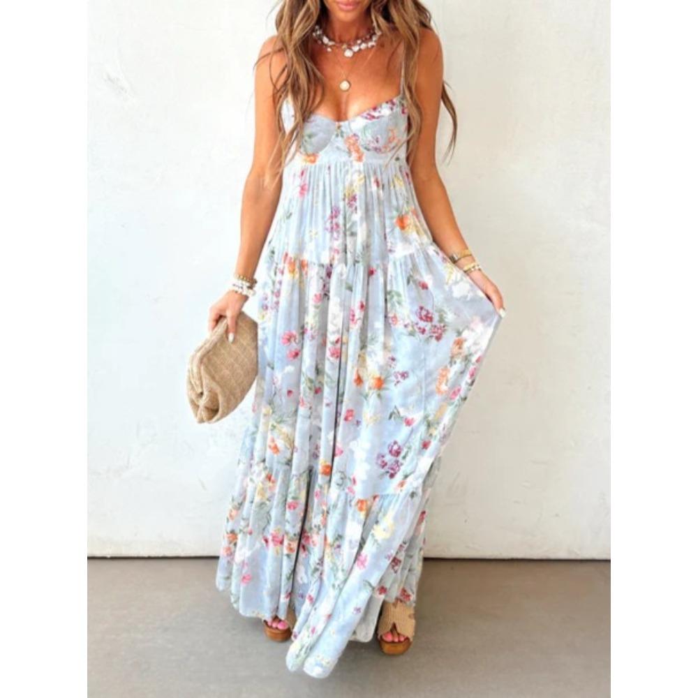 Europe, America, summer, printed sleeveless backless temperament elegant suspender dress women s clothing S синий
Europe, America, summer, printed sleeveless backless temperament elegant suspender dress women s clothing S синий