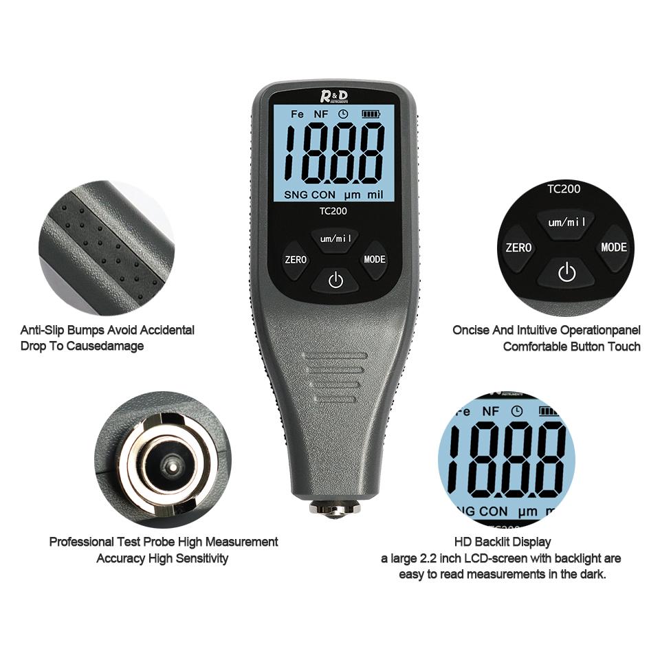 R&D TC200 Grey Car Paint Coating Thickness Gauge 0.1um/0-1500 Car Paint Film Thickness Tester Measuring FE/NFE & Russian Manual чёрный
R&D TC200 Grey Car Paint Coating Thickness Gauge 0.1um/0-1500 Car Paint Film Thickness Tester Measuring FE/NFE & Russian Manual чёрный