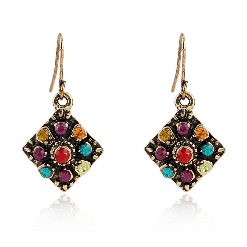 Vintage Style Geometric Drop Earrings with Multicolor Stone Inlays and Metal Hook Closure for Daily Wear and Special Occasions One Size
Vintage Style Geometric Drop Earrings with Multicolor Stone Inlays and Metal Hook Closure for Daily Wear and Special Occasions One Size