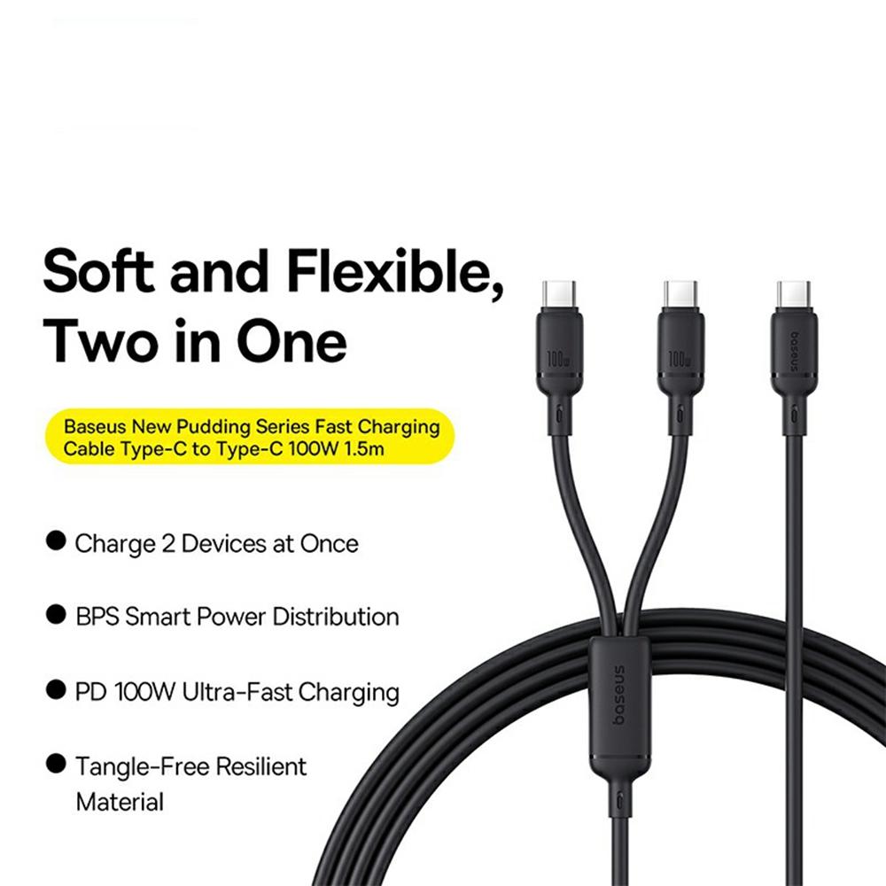 BASEUS New Pudding Series 1.5m Type-C to 2x USB-C 100W Fast Charging Cable Data Wire Purple
BASEUS New Pudding Series 1.5m Type-C to 2x USB-C 100W Fast Charging Cable Data Wire Purple