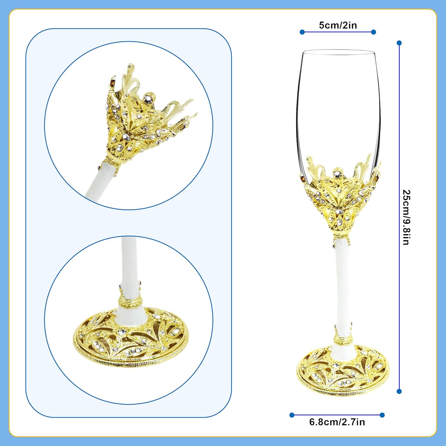 Gold Champagne Flutes 7oz - Wedding Toasting Glasses for Bride & Groom, Engagement & Bridal Shower Gifts United States
Gold Champagne Flutes 7oz - Wedding Toasting Glasses for Bride & Groom, Engagement & Bridal Shower Gifts United States