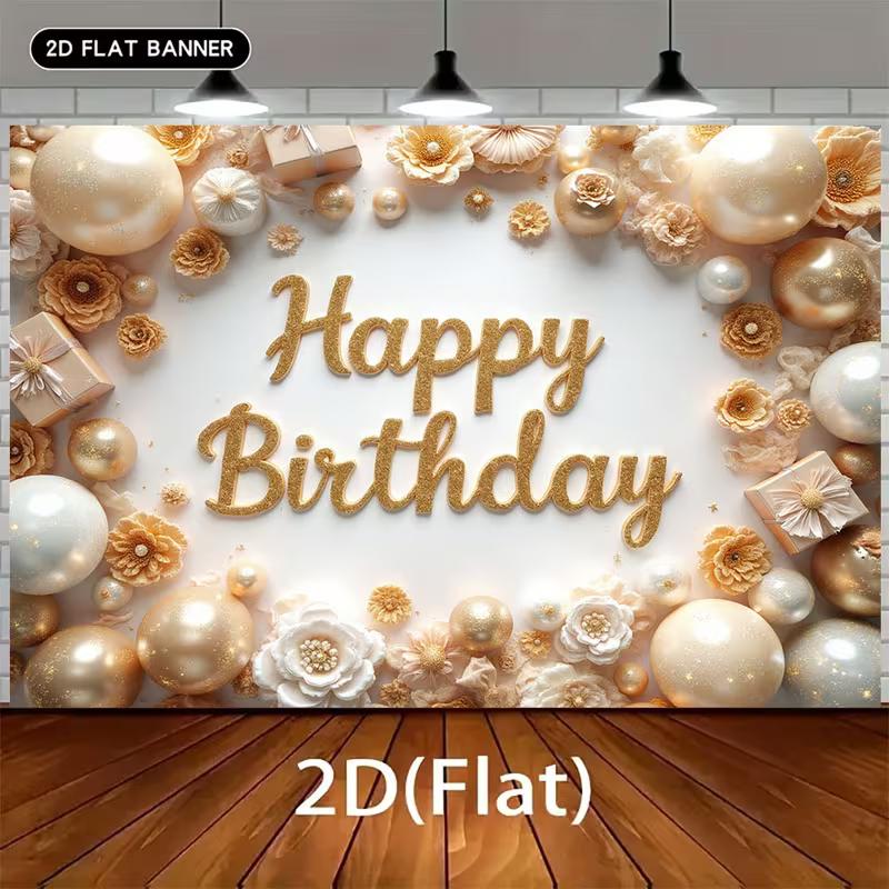2D Elegant Gold Balloon & Flower Happy Birthday Backdrop Banner Party Decoration 47.2x31.5inch/120*80cm
2D Elegant Gold Balloon & Flower Happy Birthday Backdrop Banner Party Decoration 47.2x31.5inch/120*80cm