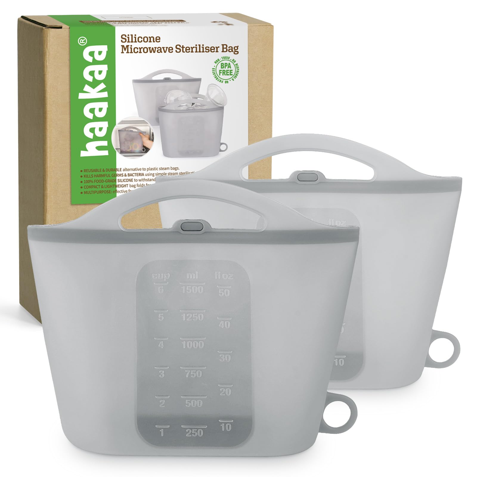 Haakaa Silicone Microwave Steam Sterilizer Bags, Reusable Silicone Steam Bags for Baby Bottles, Breast Pumps, Accessories, Pacifiers, and Teethers,
Haakaa Silicone Microwave Steam Sterilizer Bags, Reusable Silicone Steam Bags for Baby Bottles, Breast Pumps, Accessories, Pacifiers, and Teethers,