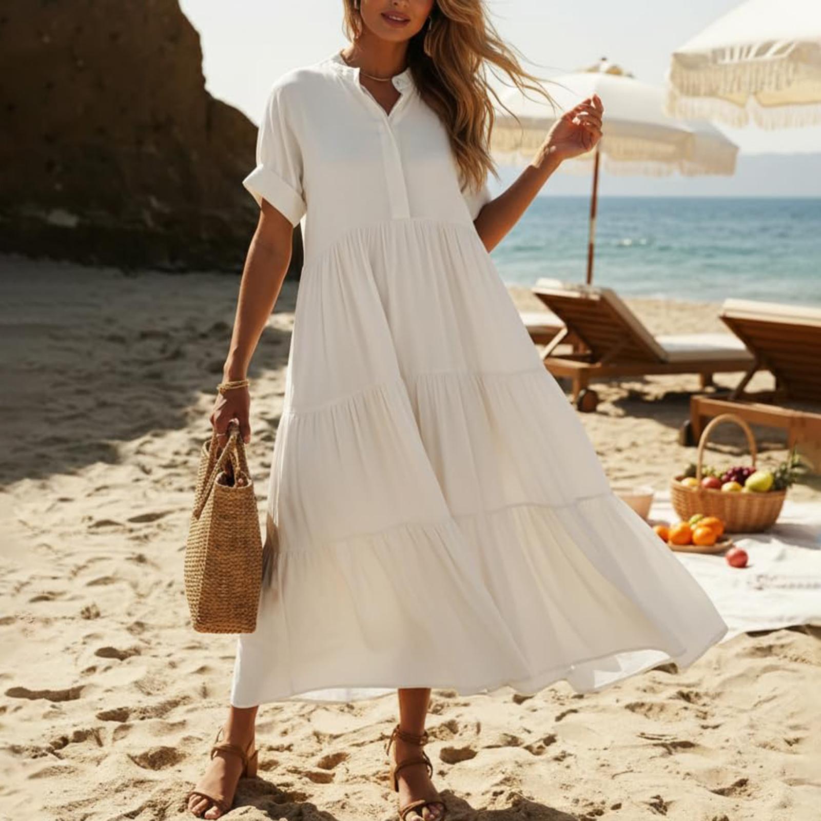 Women s Color Short-sleeved Slim Fit Fashionable Long Dress XL білий
Women s Color Short-sleeved Slim Fit Fashionable Long Dress XL білий