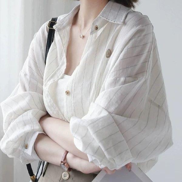 2025 Рання осінь Смугаста бавовняно-лляна сонцезахисна сорочка з довгим рукавом - Жіночий трендовий топ вільного крою M
2025 Рання осінь Смугаста бавовняно-лляна сонцезахисна сорочка з довгим рукавом - Жіночий трендовий топ вільного крою M