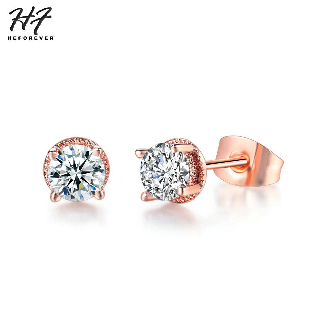 New Trendy 4 Claws Round Simple Crystal Stud Earrings for Women Rose White Gold Color AAA+CZ Fashion Zircon Xmas Gift E860
New Trendy 4 Claws Round Simple Crystal Stud Earrings for Women Rose White Gold Color AAA+CZ Fashion Zircon Xmas Gift E860