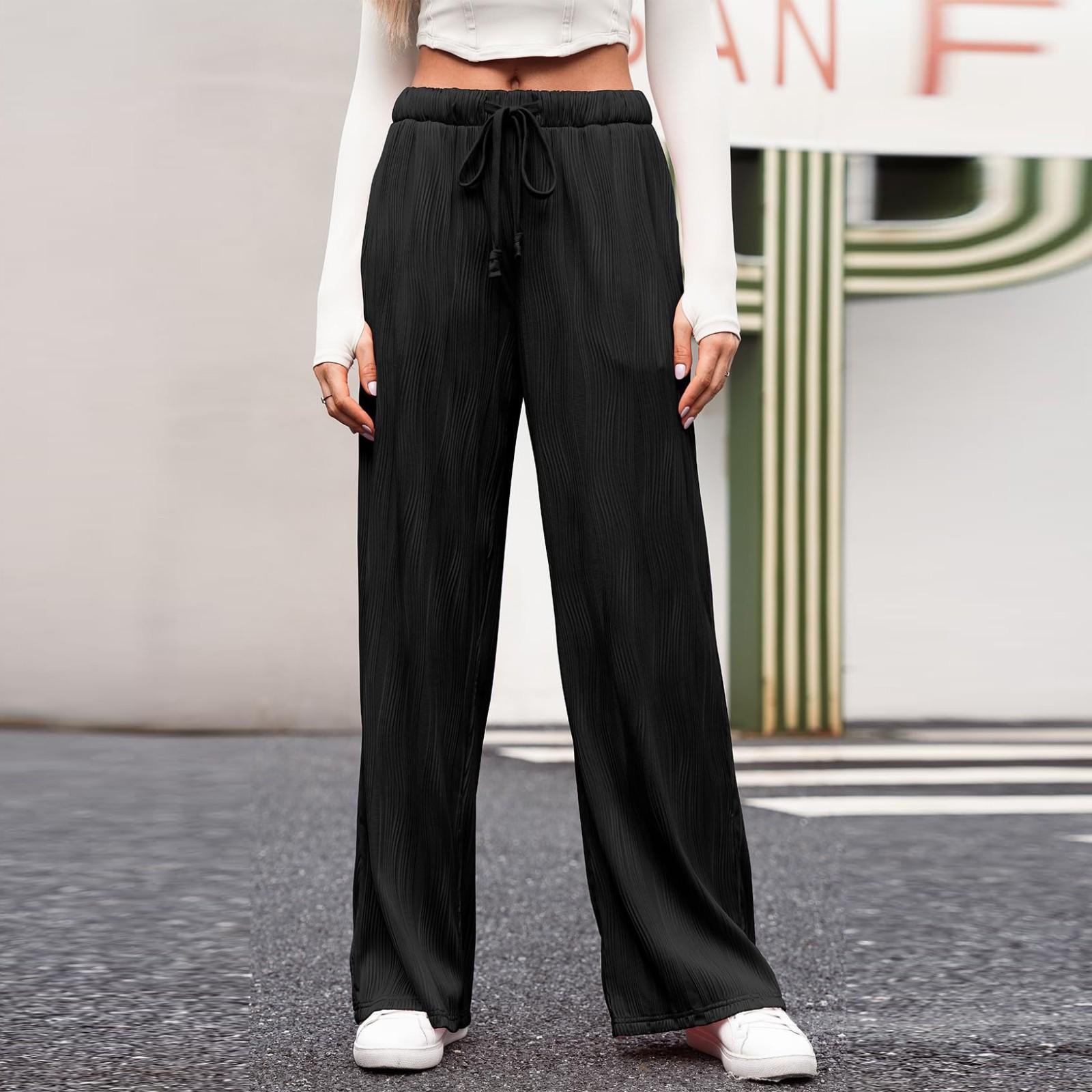 Women s Fashion Casual Elastic Drawstring High Waist Textured Wide Leg Straight Pants S чорний
Women s Fashion Casual Elastic Drawstring High Waist Textured Wide Leg Straight Pants S чорний