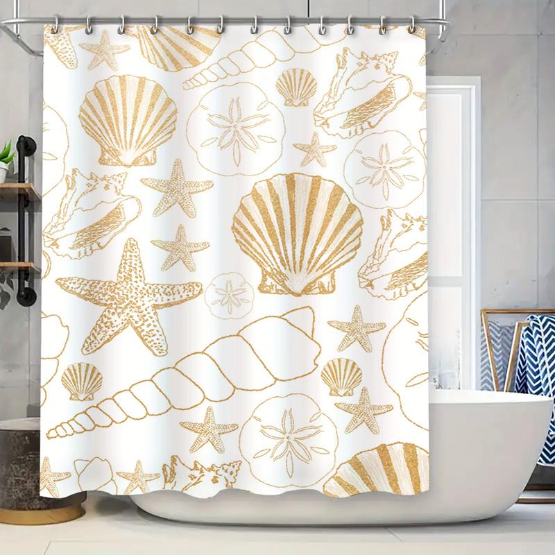 Golden Shell Print Shower Curtain Waterproof Fabric Bath Decorative Decoration Home Bathroom Accessories Set White And Gold Colo W60H190(CM)-1 Pcs
Golden Shell Print Shower Curtain Waterproof Fabric Bath Decorative Decoration Home Bathroom Accessories Set White And Gold Colo W60H190(CM)-1 Pcs