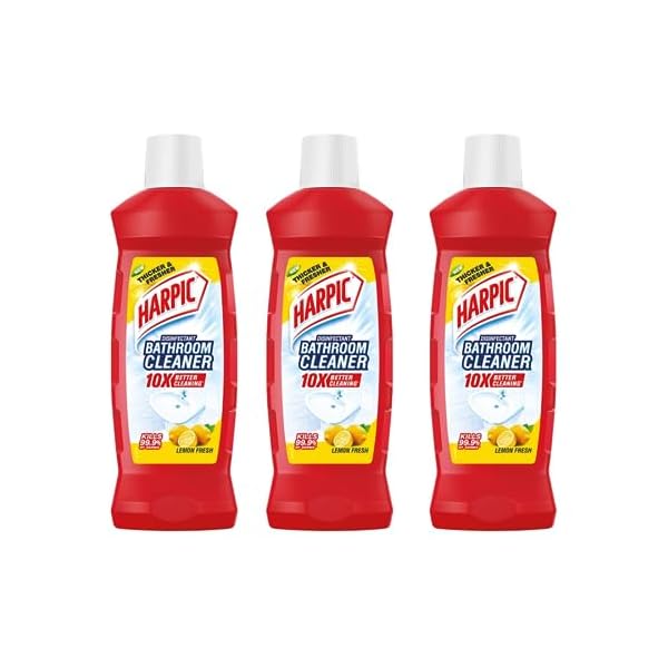 Harpic Lemon 500 ml (Pack of 3) Bathroom Cleaner Liquid | New Thicker Bathroom Floor Cleaner | Red Harpic Bottle
Harpic Lemon 500 ml (Pack of 3) Bathroom Cleaner Liquid | New Thicker Bathroom Floor Cleaner | Red Harpic Bottle