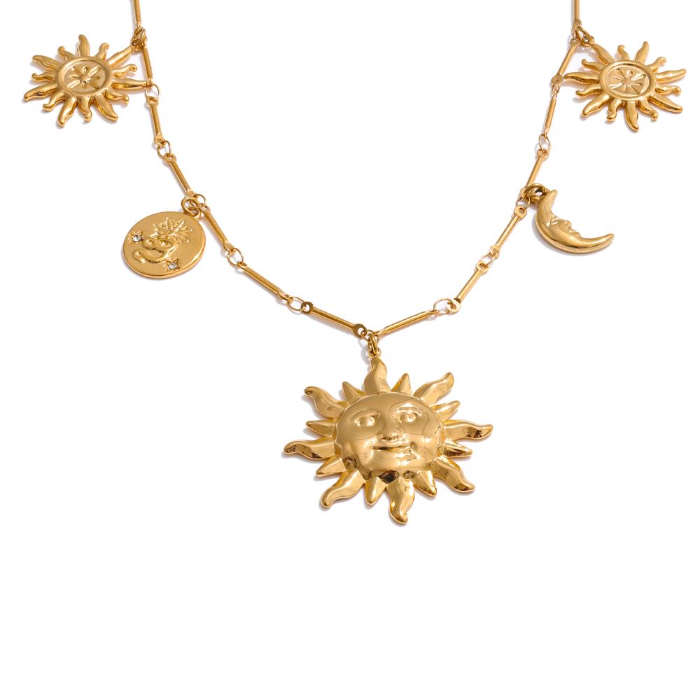 Yhpup Wholesale Hot Stainless Steel Moon Sun Pendant Charm Necklace Waterproof 18K Golden PVD Plated Trending Jewelry for Women
Yhpup Wholesale Hot Stainless Steel Moon Sun Pendant Charm Necklace Waterproof 18K Golden PVD Plated Trending Jewelry for Women