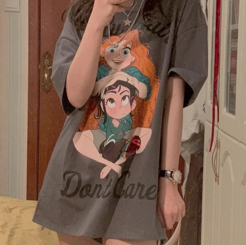 Flower American Retro Cartoon Print Princess Short Sleeved Tshirt for Women Loose Korean Vintage Short Sleeved Top S
Flower American Retro Cartoon Print Princess Short Sleeved Tshirt for Women Loose Korean Vintage Short Sleeved Top S