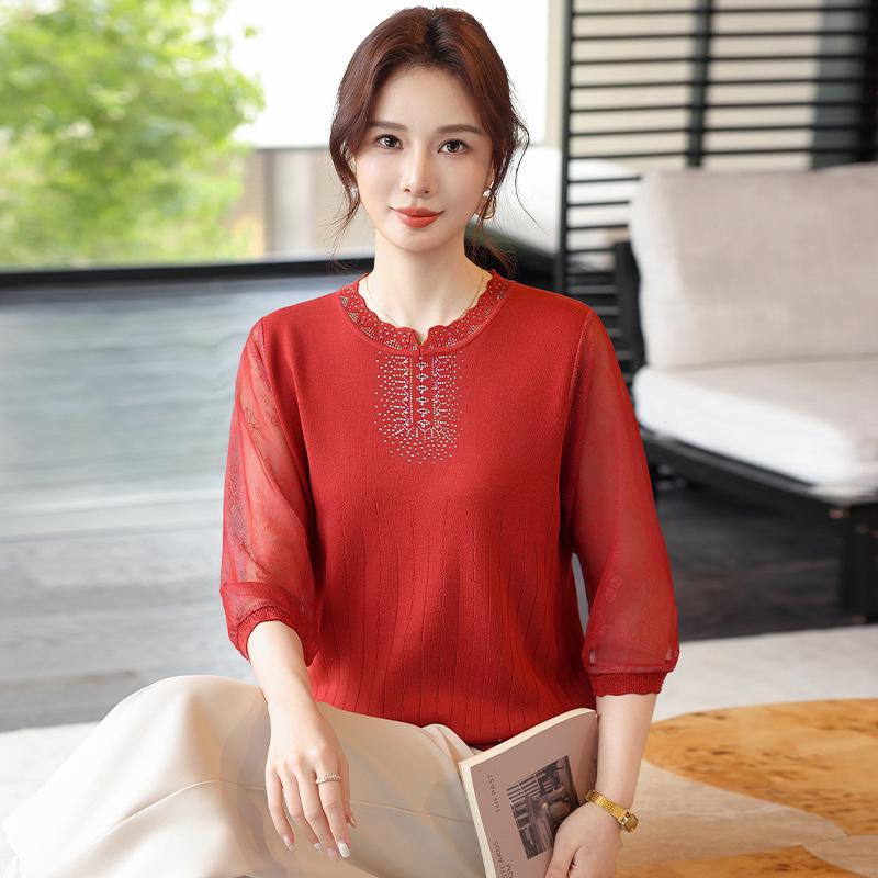 Spring 2026 Mother s Seven-Sleeve Ice Silk Knit Top for Middle-Aged & Elderly Women 5XL (150-165 jin) красный
Spring 2026 Mother s Seven-Sleeve Ice Silk Knit Top for Middle-Aged & Elderly Women 5XL (150-165 jin) красный