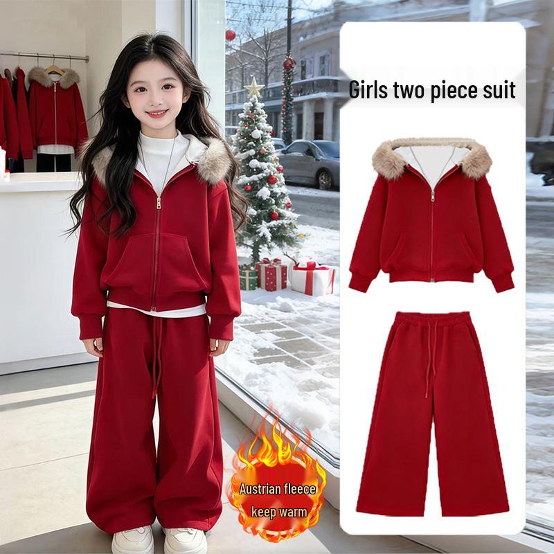 Cotton Blend Velvet Girls Winter Fleece-Lined Red New Year 2-Piece Suit 120
Cotton Blend Velvet Girls Winter Fleece-Lined Red New Year 2-Piece Suit 120