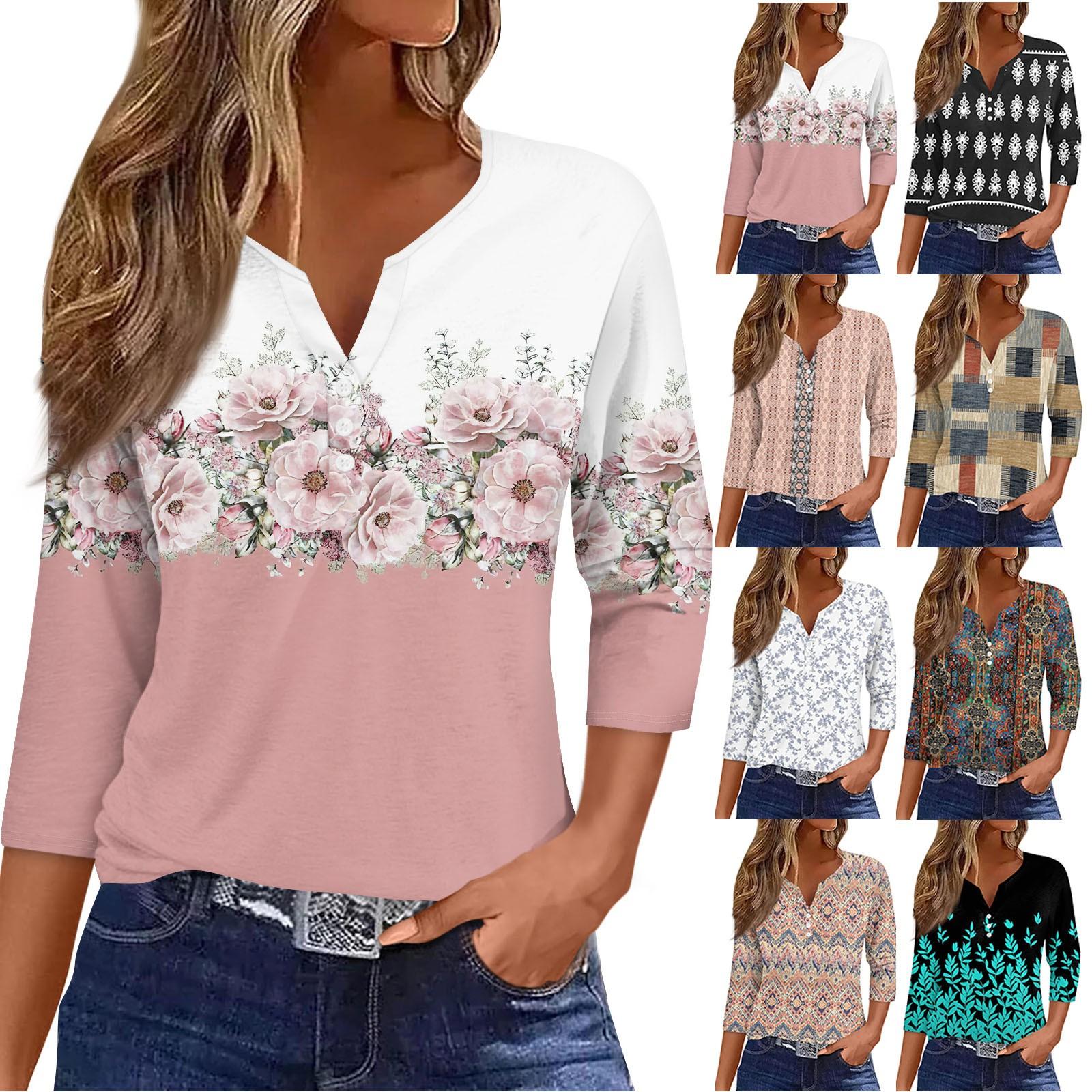 Жіноча футболка з принтом на ґудзиках, рукав 3/4, щоденна мода на вихідні, базовий V-подібний виріз, звичайний топ XXXL золотий
Жіноча футболка з принтом на ґудзиках, рукав 3/4, щоденна мода на вихідні, базовий V-подібний виріз, звичайний топ XXXL золотий