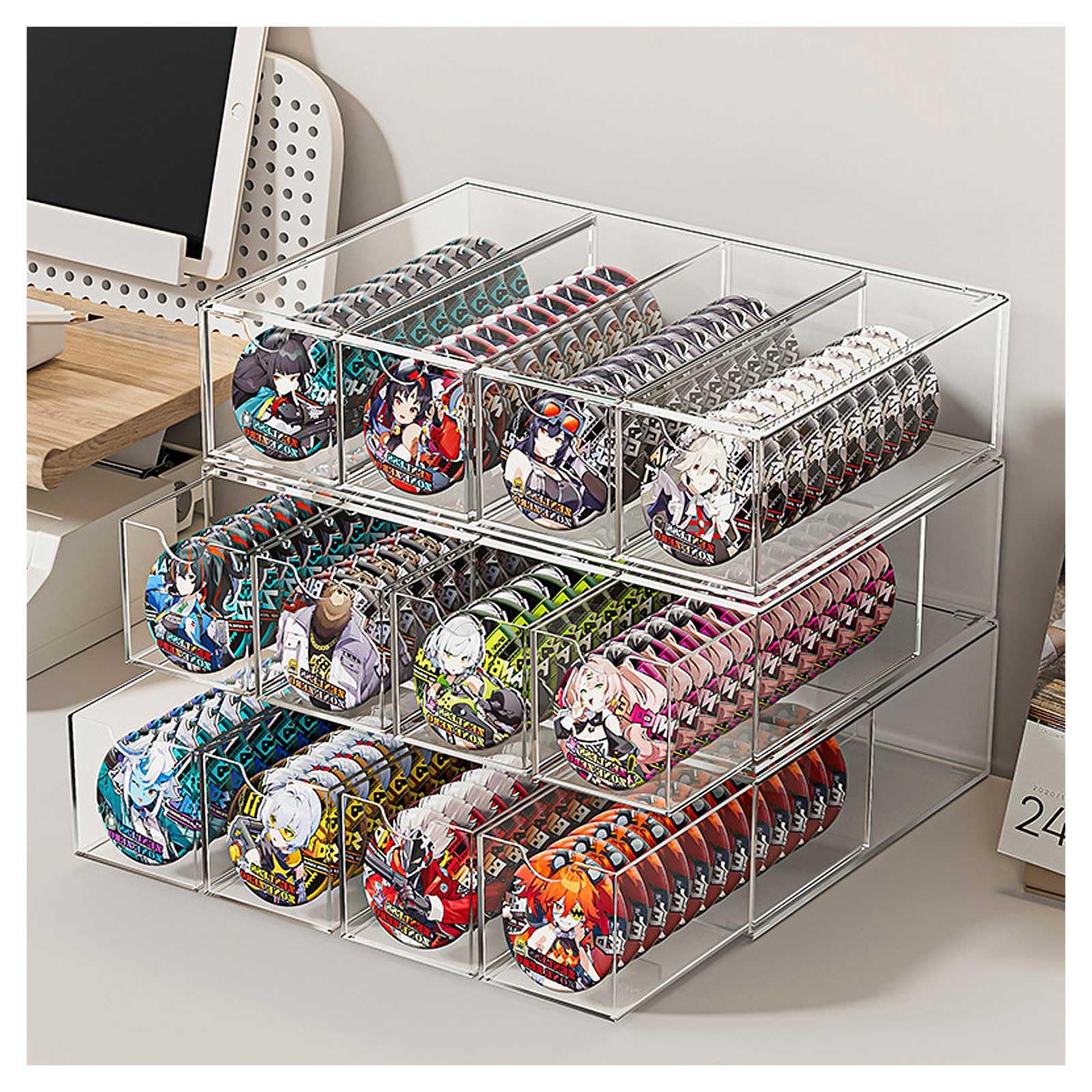 Transparent Acrylic Pin Badge Storage Box with Display Pin Badge Display Scratch and Dirt Jewelry Suitable for Fan Anime and Small Fits 4-tier Drawer,
Transparent Acrylic Pin Badge Storage Box with Display Pin Badge Display Scratch and Dirt Jewelry Suitable for Fan Anime and Small Fits 4-tier Drawer,