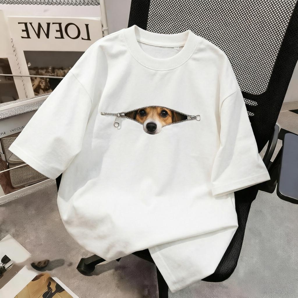 Cute Dog Peeking Zipper Design TShirt Unisex Women Casual Cotton Funny Animal Print Streetwear Tops M
Cute Dog Peeking Zipper Design TShirt Unisex Women Casual Cotton Funny Animal Print Streetwear Tops M