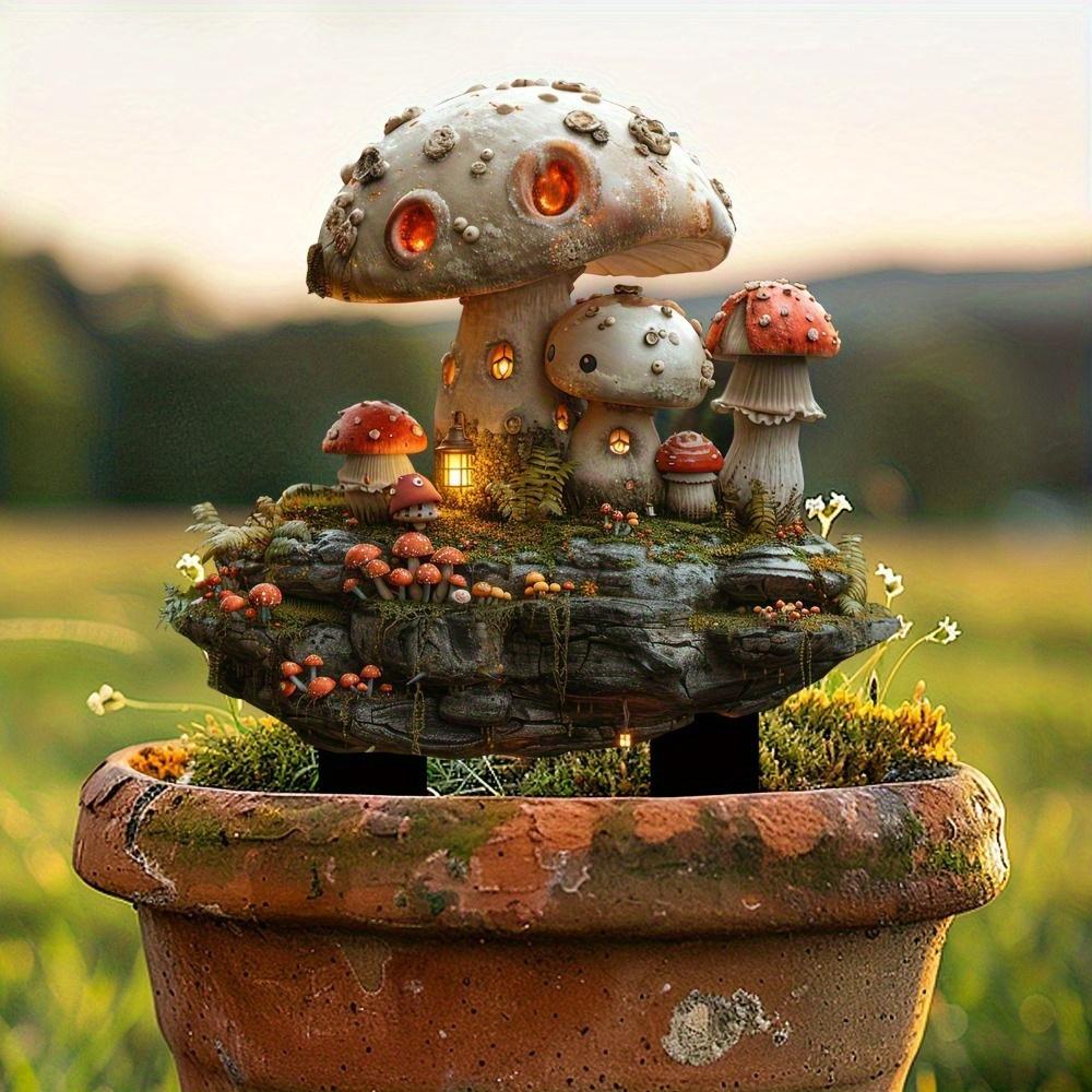 Bohemian Mushroom House Garden Pile. Acrylic courtyard art with illuminated windows for pots & gardens.
Bohemian Mushroom House Garden Pile. Acrylic courtyard art with illuminated windows for pots & gardens.