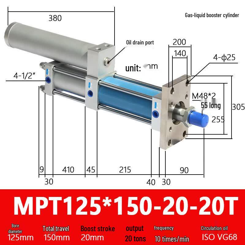 Rongyu MPT Series Hydro-Pneumatic Booster Cylinder
Rongyu MPT Series Hydro-Pneumatic Booster Cylinder