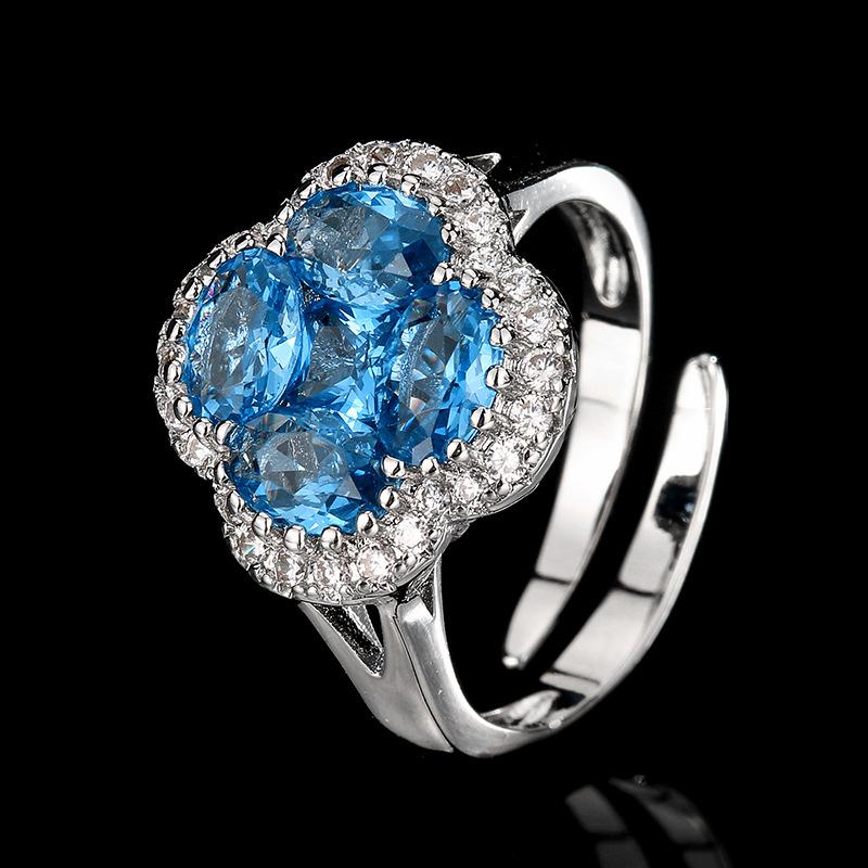 Jewelry Set Ring Earring Blue Pointed Crystal Necklace Fashionable Luxurious Four Leaf Clover Women s New Accessories
Jewelry Set Ring Earring Blue Pointed Crystal Necklace Fashionable Luxurious Four Leaf Clover Women s New Accessories