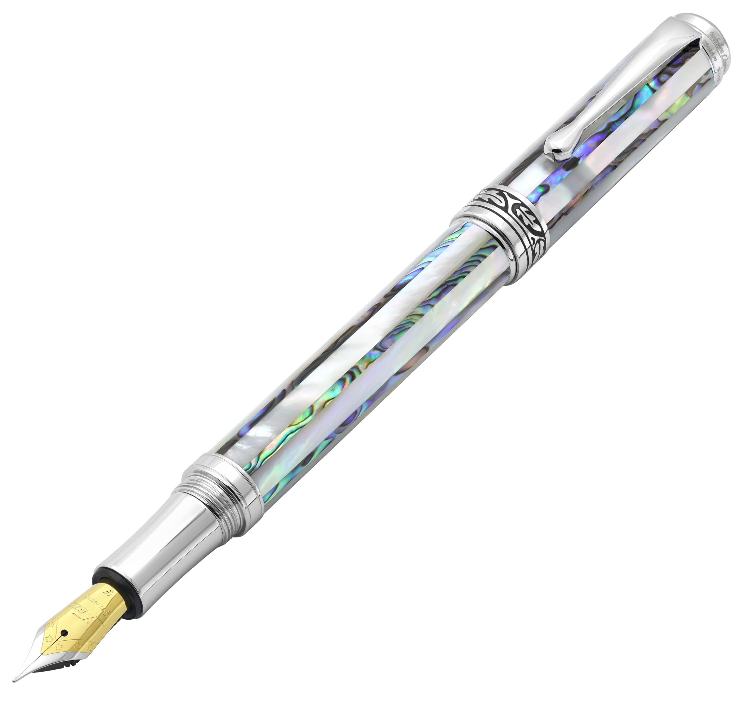 Xezo Maestro Jubilee Fountain Pen Fine Nib White Mother of Paua to 223 each unique (0.35mm line).Ocean Pearl, Abalone.Limited pieces.Handmade,
Xezo Maestro Jubilee Fountain Pen Fine Nib White Mother of Paua to 223 each unique (0.35mm line).Ocean Pearl, Abalone.Limited pieces.Handmade,
