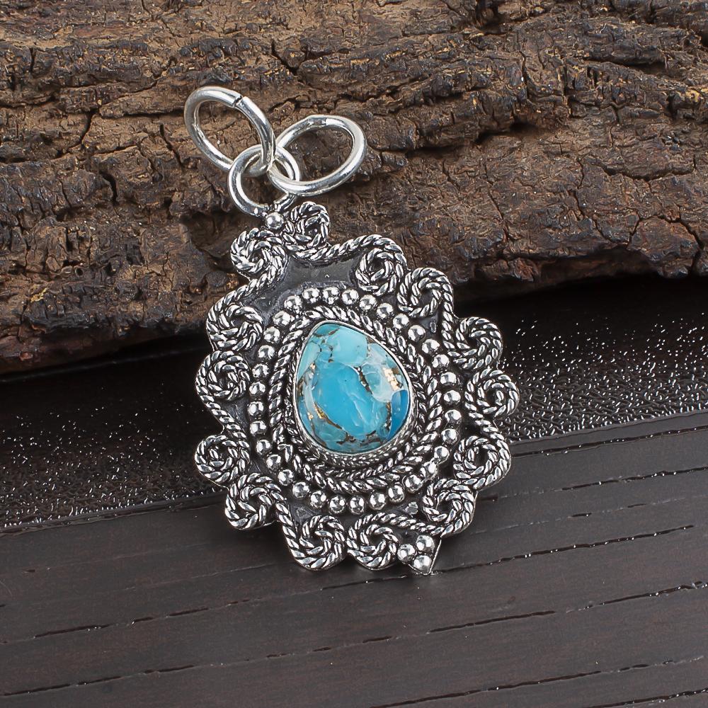 Blue Copper Turquoise Handmade Gemstone Pendant, 925 Solid Sterling Silver Pendant Dainty Jewelry, For Engagement Gift 1.55 Inches
Blue Copper Turquoise Handmade Gemstone Pendant, 925 Solid Sterling Silver Pendant Dainty Jewelry, For Engagement Gift 1.55 Inches