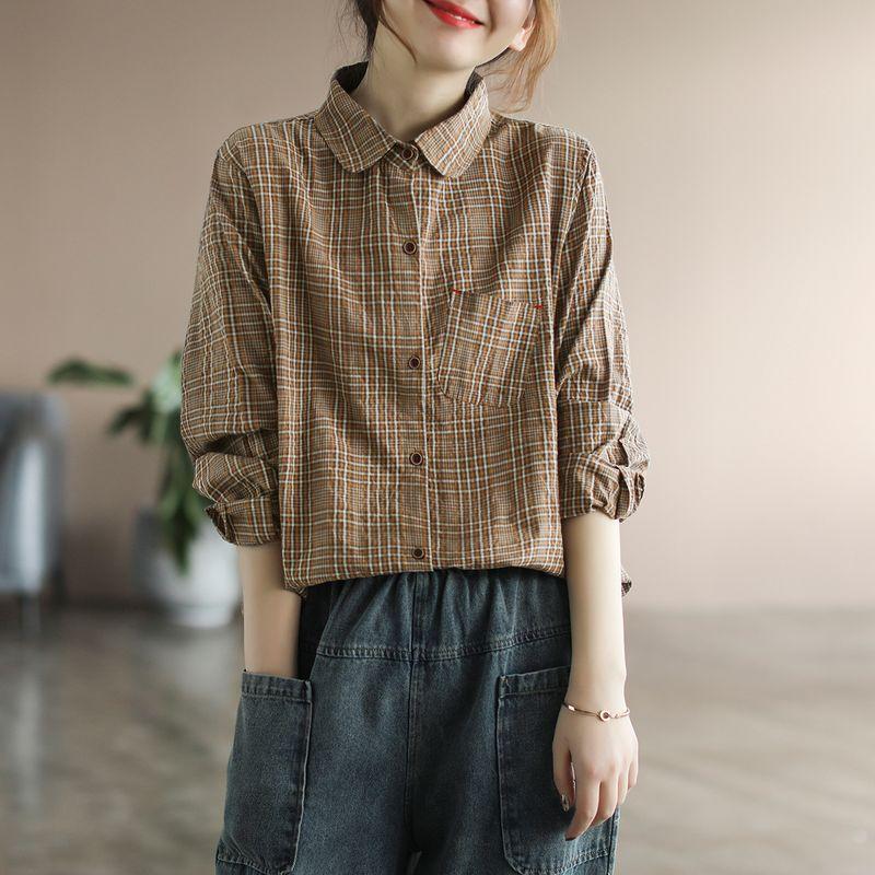 Daile Retro Loose Slim Looking Versatile Long Sleeve Shirt Curry All yards
Daile Retro Loose Slim Looking Versatile Long Sleeve Shirt Curry All yards