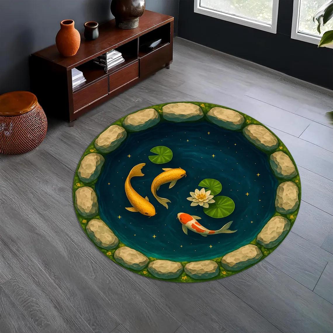 Stone Cave Koi Printed Carp Carp Carp Lotus Pond Pool Room Decoration Carpet Living room and bedroom decoration with soft carpet 80cm x 80cm
Stone Cave Koi Printed Carp Carp Carp Lotus Pond Pool Room Decoration Carpet Living room and bedroom decoration with soft carpet 80cm x 80cm