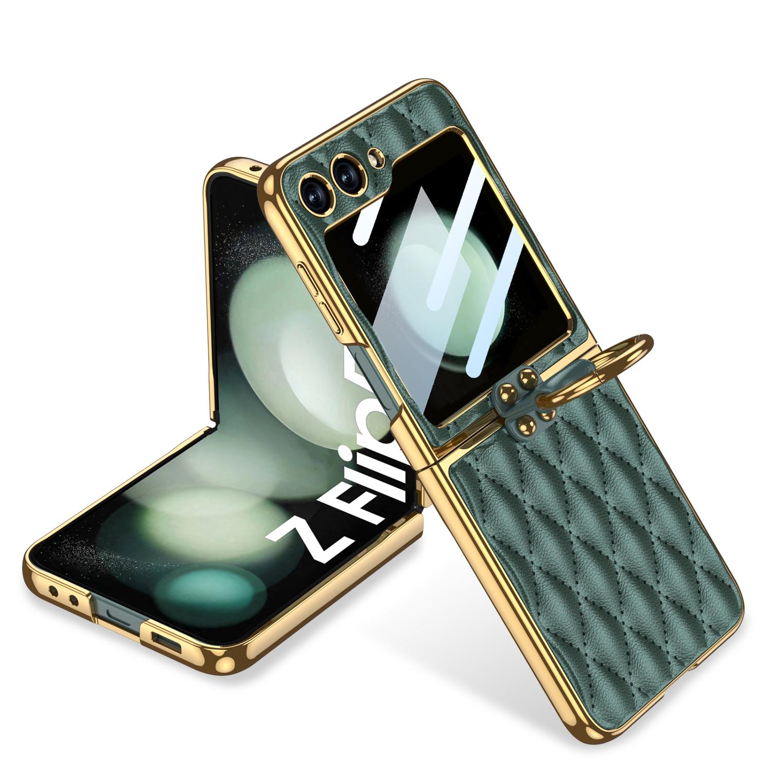 Luxury Leather Plating Ring Holder Case For Samsung Galaxy Z Flip 5 5G Back Screen Glass Hard Cover For Galaxy Z Flip5 Case Samsung Galaxy Z Flip 5
Luxury Leather Plating Ring Holder Case For Samsung Galaxy Z Flip 5 5G Back Screen Glass Hard Cover For Galaxy Z Flip5 Case Samsung Galaxy Z Flip 5