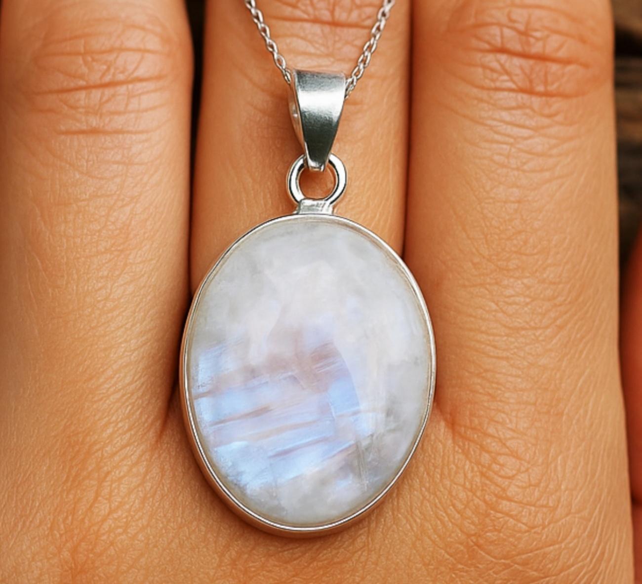 Natural Moonstone Pendant, Sterling Silver Crystal Necklace for Women, Gift for Her срібний
Natural Moonstone Pendant, Sterling Silver Crystal Necklace for Women, Gift for Her срібний