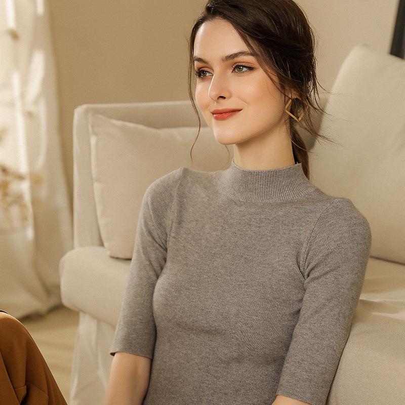 2021 Spring Knitted Half-High Neck Slim Pullover with Five-Point Sleeves Double Extra Large
2021 Spring Knitted Half-High Neck Slim Pullover with Five-Point Sleeves Double Extra Large