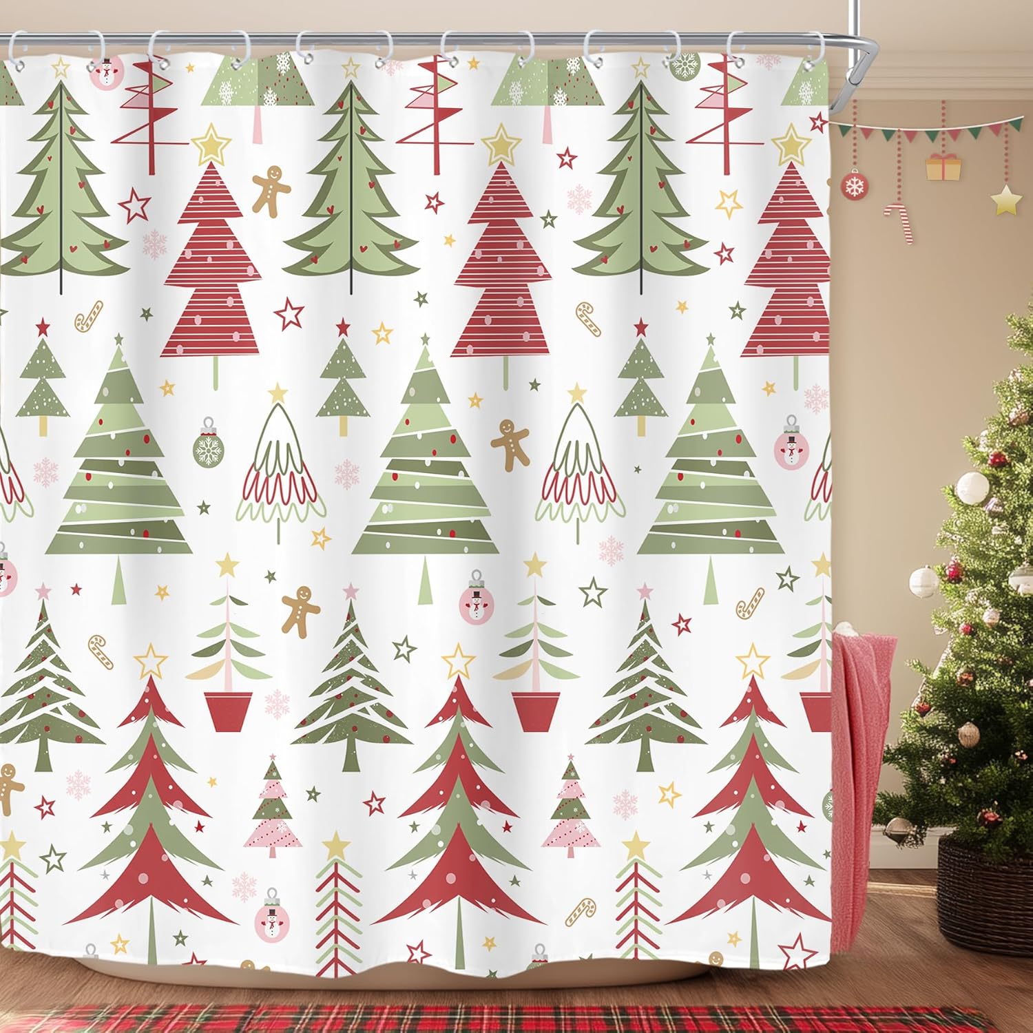 Christmas Shower Curtain For Bathroom Decor New Year Holiday Xmas Winter Gingerbread Colorful Green Red Pine Tree Art Printed W60H190(CM)-1 Pcs
Christmas Shower Curtain For Bathroom Decor New Year Holiday Xmas Winter Gingerbread Colorful Green Red Pine Tree Art Printed W60H190(CM)-1 Pcs