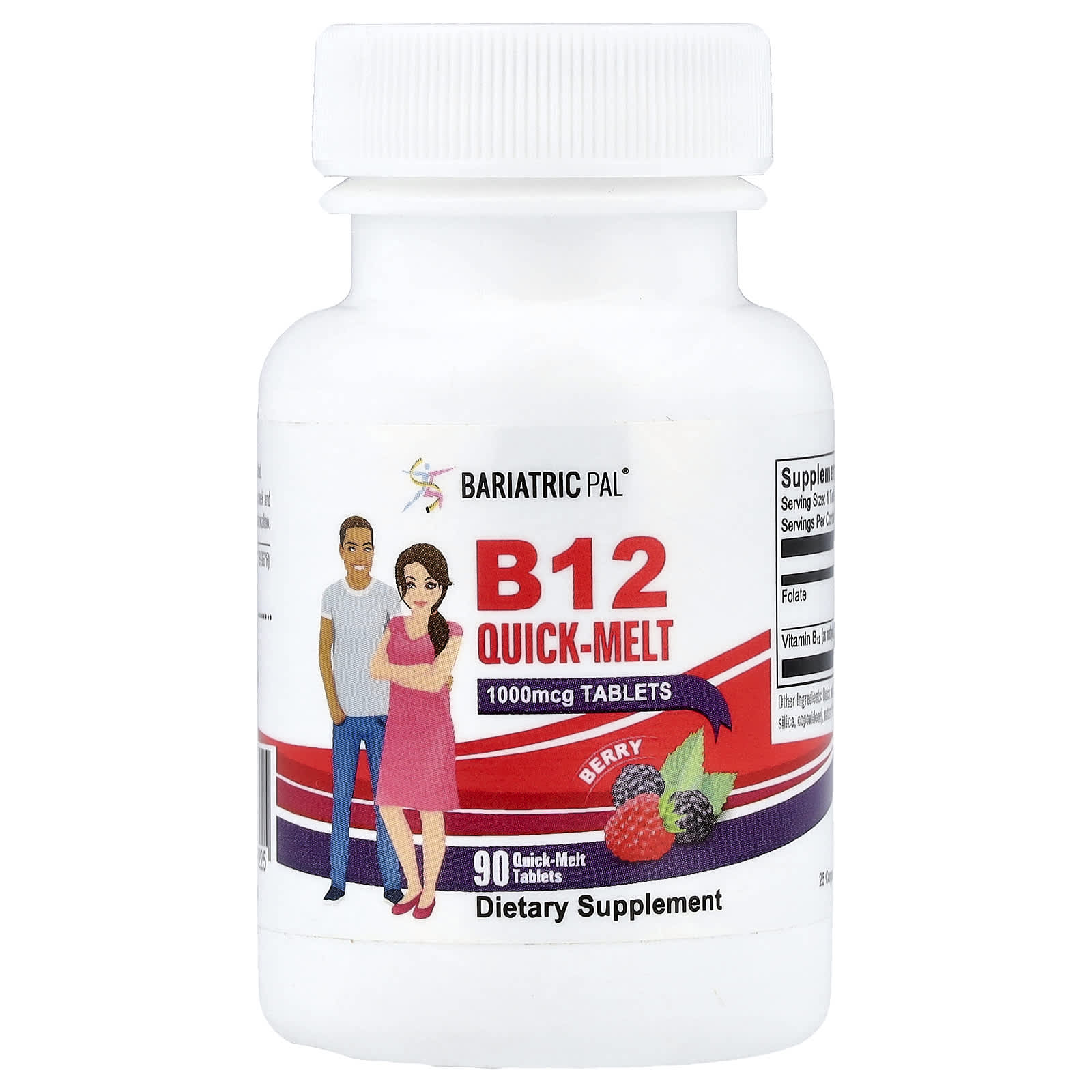 BariatricPal, B12 Quick Melt, Berry, 90 Quick Melt Tablets
BariatricPal, B12 Quick Melt, Berry, 90 Quick Melt Tablets