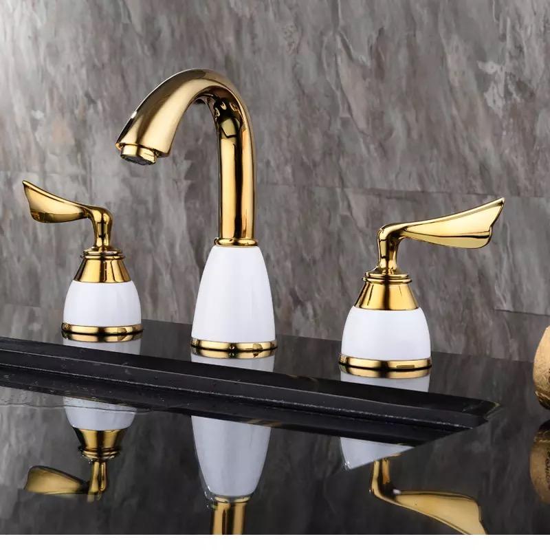 BAKALA Современный широкораспространенный двухрычажный центральный золотой смеситель для раковины в ванной комнате, смеситель для туалетного столика с покрытием PVD Gold GZ8201K
BAKALA Современный широкораспространенный двухрычажный центральный золотой смеситель для раковины в ванной комнате, смеситель для туалетного столика с покрытием PVD Gold GZ8201K