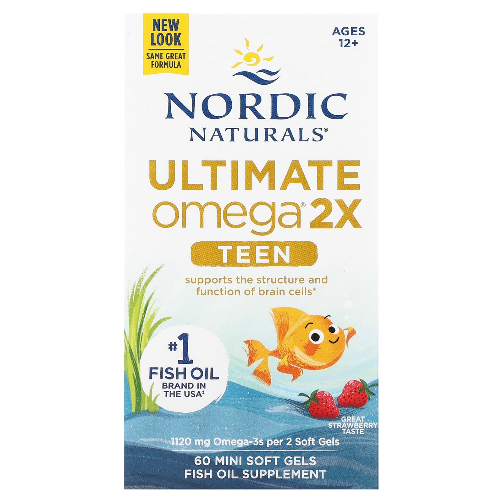 Nordic Naturals, Teen, Ultimate Omega 2X, вік від 12 років, смак полуниці, 60 міні-капсул
Nordic Naturals, Teen, Ultimate Omega 2X, вік від 12 років, смак полуниці, 60 міні-капсул