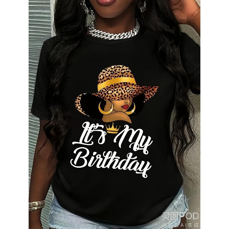 European Size Women s Birthday Queen Graphic T-Shirt with Leopard Print Hat - Retro Round Neck Short Sleeve Top for Birthday Party Outfits 4XL чорний
European Size Women s Birthday Queen Graphic T-Shirt with Leopard Print Hat - Retro Round Neck Short Sleeve Top for Birthday Party Outfits 4XL чорний