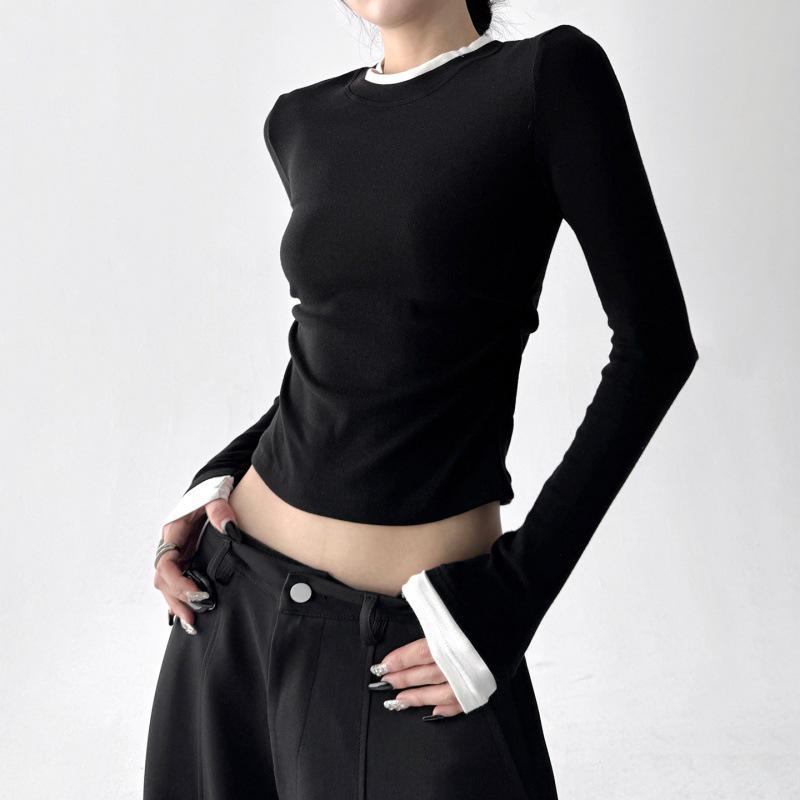 Women s Gray Patchwork Long-Sleeved Slimming Base Layer T-Shirt - 2025 Autumn Korean Chic Style XL (115-125 cm) чорний
Women s Gray Patchwork Long-Sleeved Slimming Base Layer T-Shirt - 2025 Autumn Korean Chic Style XL (115-125 cm) чорний