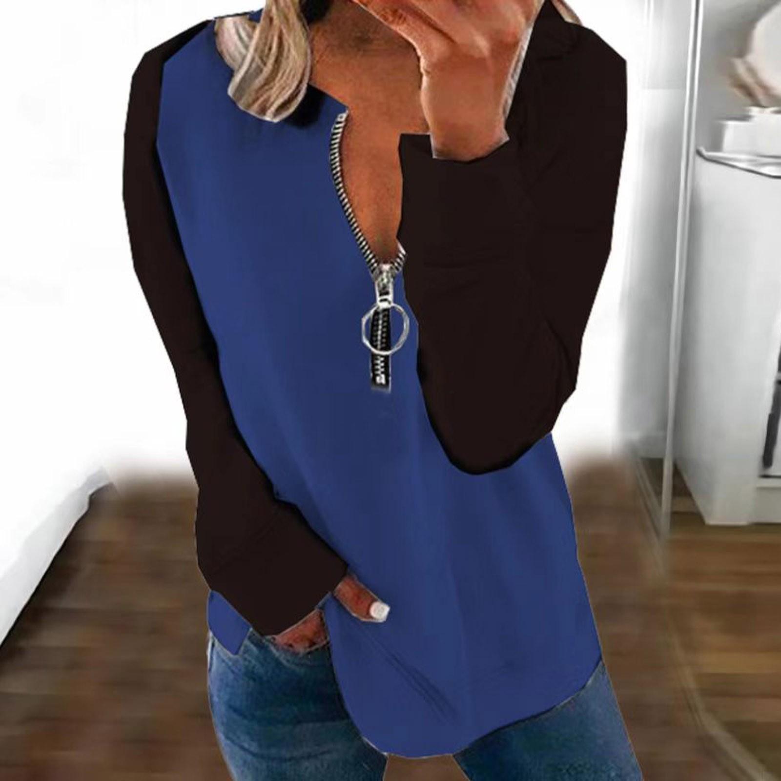 Women s O-neck Casual Long Sleeve Top Color Blocking Pullover Sweater L синій
Women s O-neck Casual Long Sleeve Top Color Blocking Pullover Sweater L синій