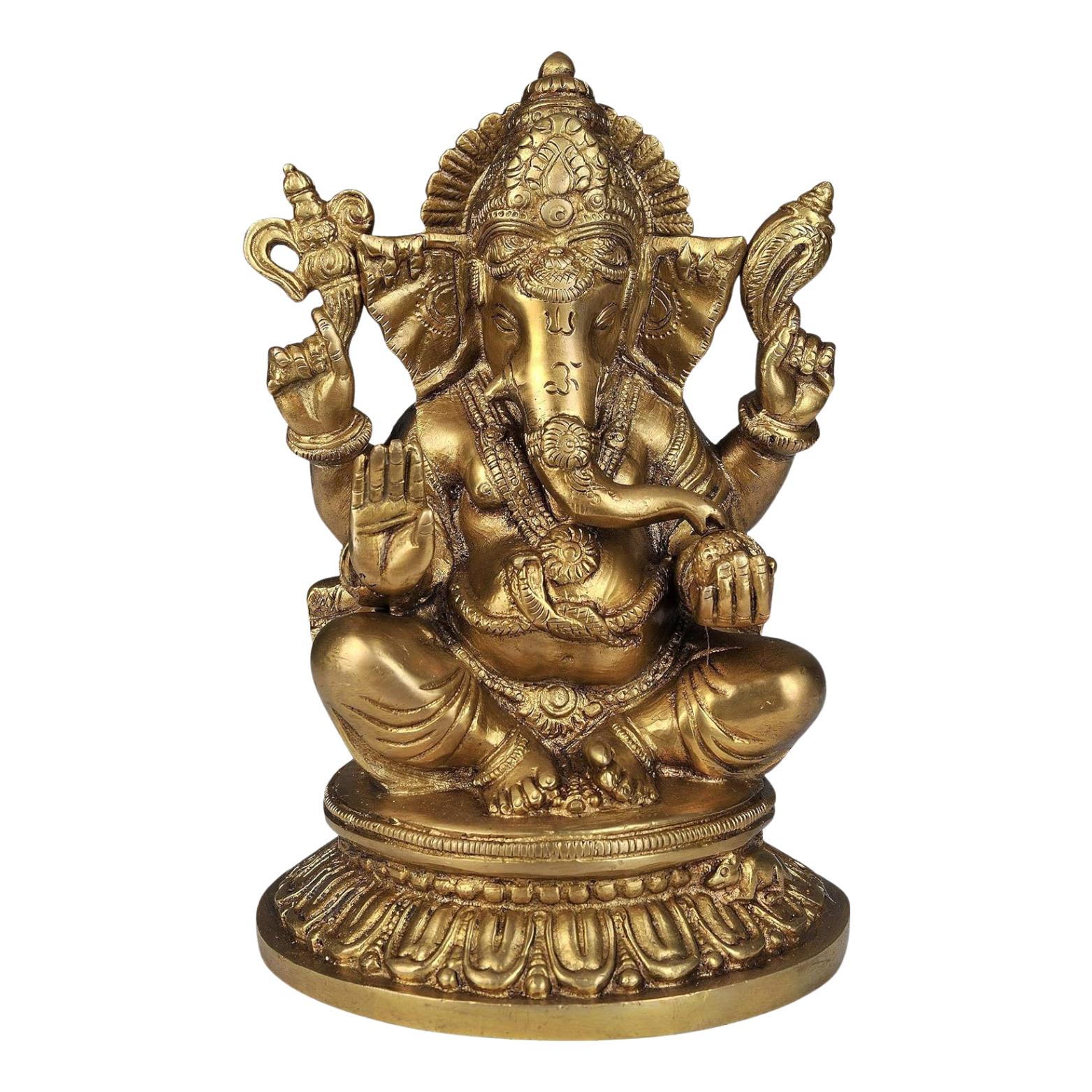 Pure Brass Four Armed Seated Ganesha Idol, Decorative Showpiece, Golden -9 Inch
Pure Brass Four Armed Seated Ganesha Idol, Decorative Showpiece, Golden -9 Inch