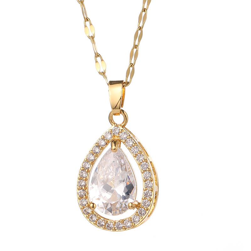Pear Shaped Zircon Titanium Steel Pendant Necklace Women Fashion Hypoallergenic Delicate Choker 18K
Pear Shaped Zircon Titanium Steel Pendant Necklace Women Fashion Hypoallergenic Delicate Choker 18K