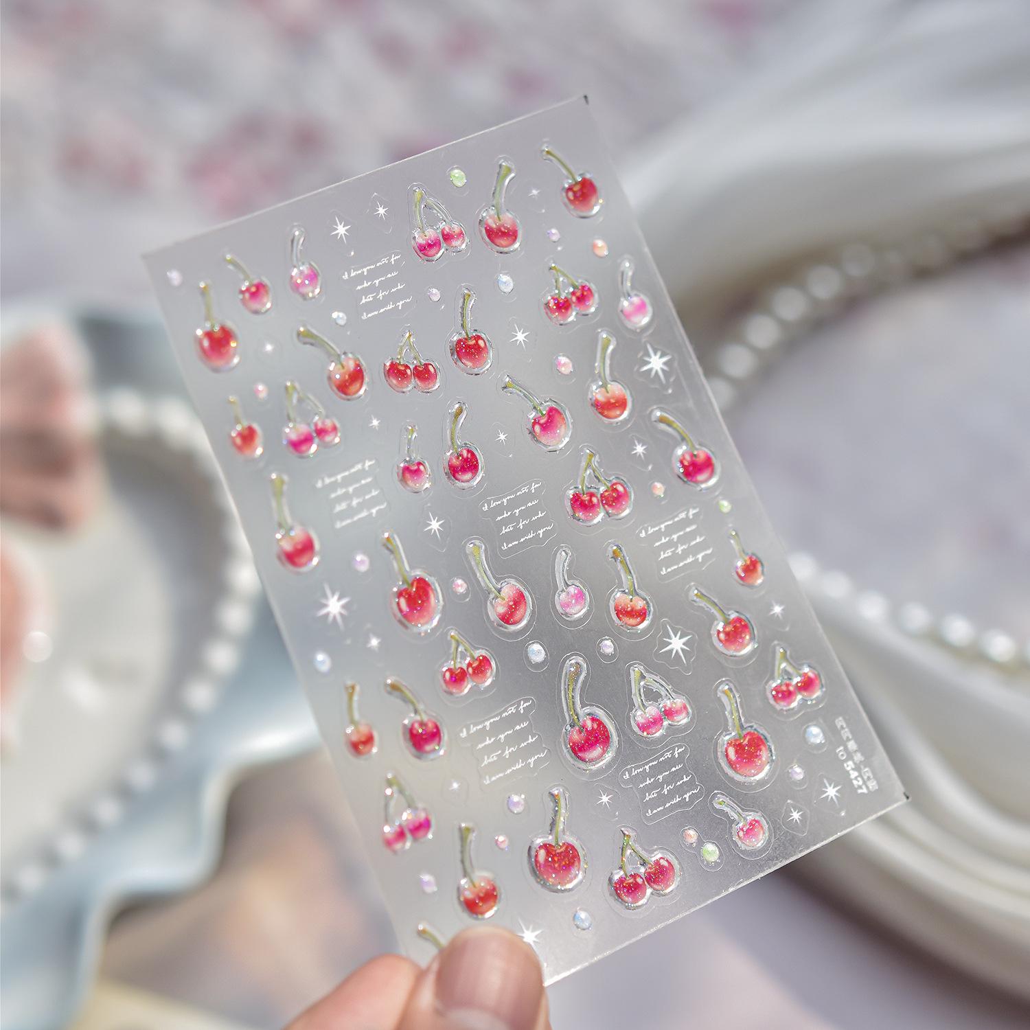 Tomoni Glitter Nail Art Stickers: Fresh Ice Transparent Cherry Design
Tomoni Glitter Nail Art Stickers: Fresh Ice Transparent Cherry Design