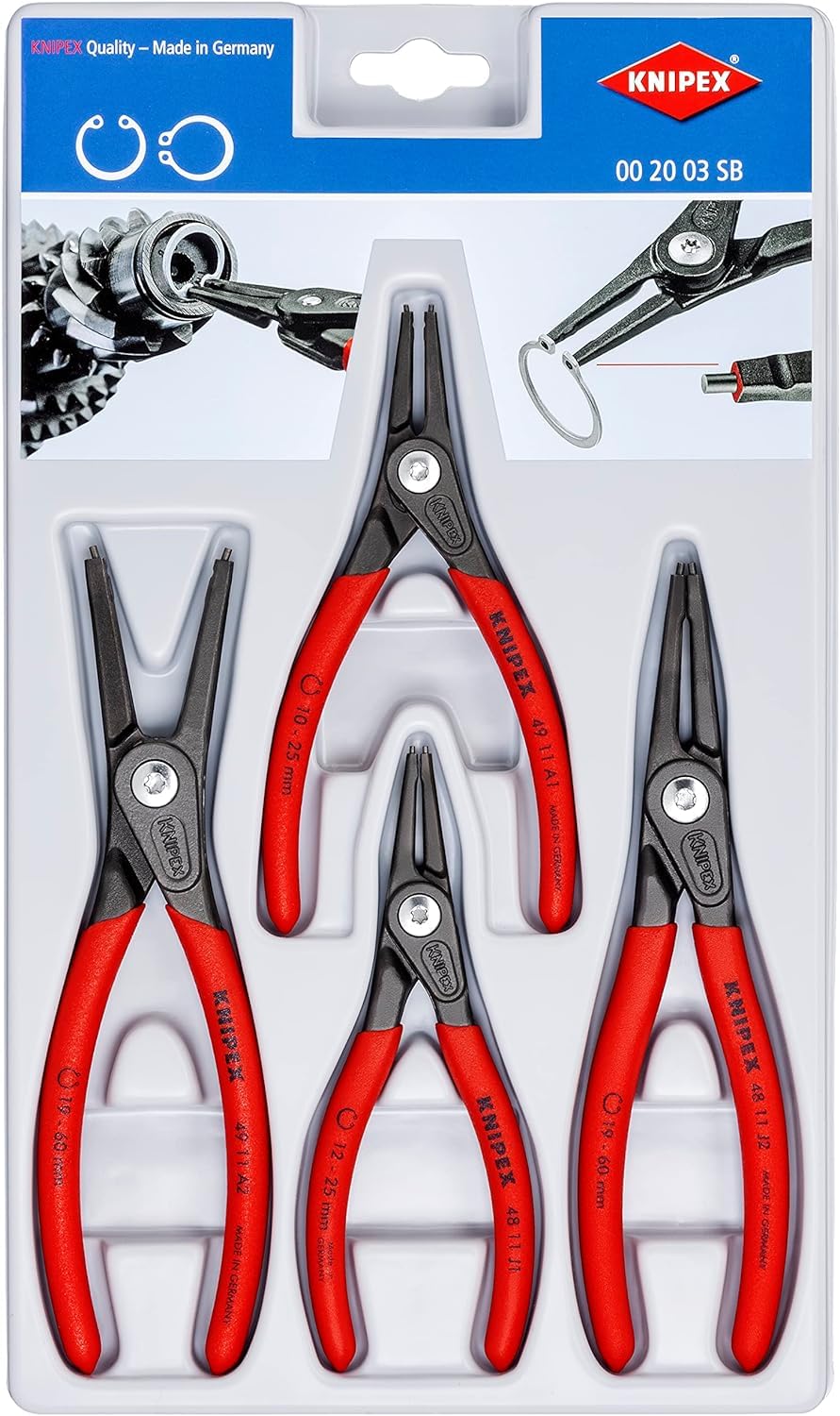 KNIPEX 002003SB Набір прецизійних плоскогубців для стопорних кілець Червоний (4 штуки)
KNIPEX 002003SB Набір прецизійних плоскогубців для стопорних кілець Червоний (4 штуки)