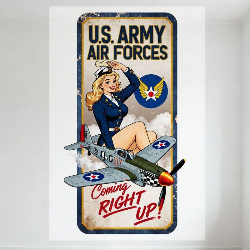 Винтаж США. Ретро комикс Жестяная металлическая табличка ВВС Армии, Пин-ап женщина, Самолет, Сейчас прилечу! Декор в стиле потертости для мужчины C 20x30cm(7.8x11.8inch)
Винтаж США. Ретро комикс Жестяная металлическая табличка ВВС Армии, Пин-ап женщина, Самолет, Сейчас прилечу! Декор в стиле потертости для мужчины C 20x30cm(7.8x11.8inch)