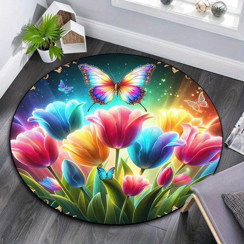 1pc Soft, Absorbent & Non Slip Beautiful flowers and butterflies Round Rug Soft Circle Rug for Living Room & Bedroom Decor, Chair Mats, and 80cm by 80cm
1pc Soft, Absorbent & Non Slip Beautiful flowers and butterflies Round Rug Soft Circle Rug for Living Room & Bedroom Decor, Chair Mats, and 80cm by 80cm