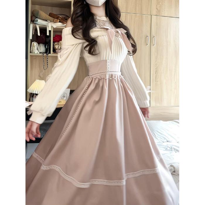 Autumn Light Pink Off-the-Shoulder Dress with Sweet Bow Tie, Lace Details, and Cinched Waist - Trendy and Cute Long Style for Women Small
Autumn Light Pink Off-the-Shoulder Dress with Sweet Bow Tie, Lace Details, and Cinched Waist - Trendy and Cute Long Style for Women Small