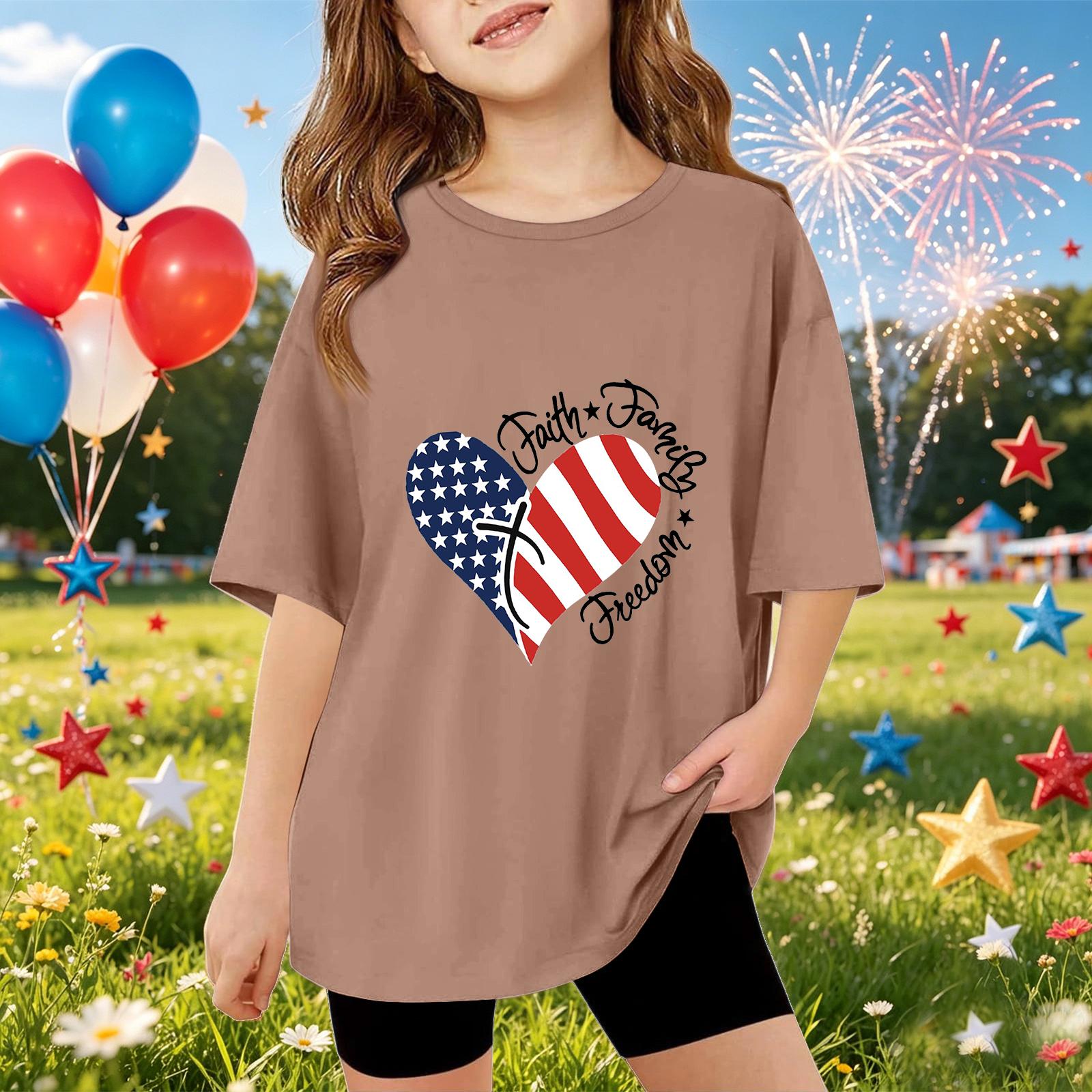 Kids Short Sleeve T Shirt Independence Day Graphic Tee Faith Family Freedom Printed Top Casual Fit Comfortable Fabric 110
Kids Short Sleeve T Shirt Independence Day Graphic Tee Faith Family Freedom Printed Top Casual Fit Comfortable Fabric 110
