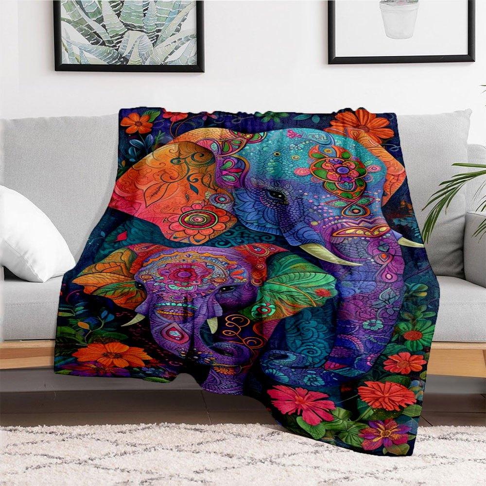 Colorful Elephant Family Art Print - Bohemian Floral DecorBlanket Flannel Throw Blanket for Sofa, Bed, Travel, Camping, Office, Couch, Chair 150x180cm
Colorful Elephant Family Art Print - Bohemian Floral DecorBlanket Flannel Throw Blanket for Sofa, Bed, Travel, Camping, Office, Couch, Chair 150x180cm