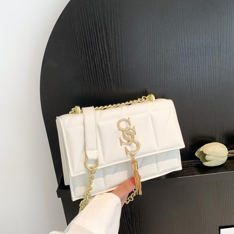 Простая повседневная сумка женская летняя новая модная тенденция 2024 года сумка через плечо ретро повседневная сумка-мессенджер через цепочку женская белый