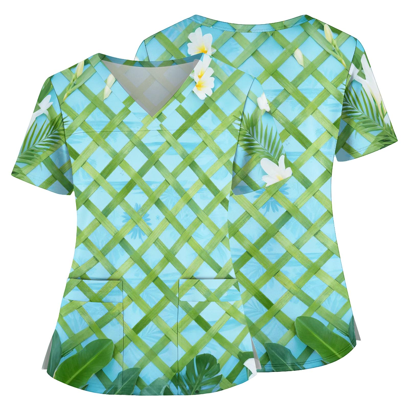 Women V Neck Medical Scrub Top Hawaiian Print Short Sleeve Nurse Uniform with Pockets Side Slits Comfortable Fit Workwear XXXXL зелёный
Women V Neck Medical Scrub Top Hawaiian Print Short Sleeve Nurse Uniform with Pockets Side Slits Comfortable Fit Workwear XXXXL зелёный