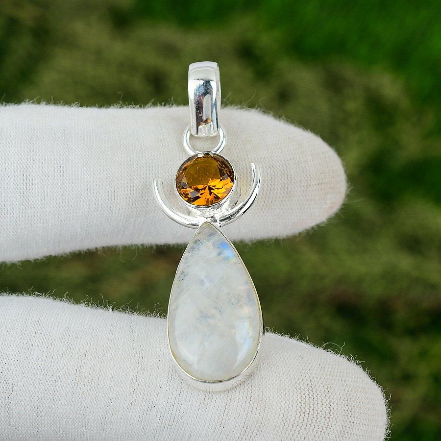 Friendship Day Deal Natural Rainbow Moonstone Citrine 925 Silver Bezel Pendant
Friendship Day Deal Natural Rainbow Moonstone Citrine 925 Silver Bezel Pendant