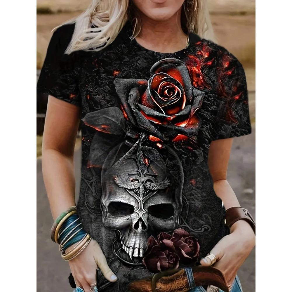 Summer Skull Tee Fashion Short Sleeve Women 3d Printed Women Clothing Casual T Shirt for Halloween Party Tops 5XL
Summer Skull Tee Fashion Short Sleeve Women 3d Printed Women Clothing Casual T Shirt for Halloween Party Tops 5XL